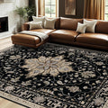 RELEANY Area Rugs 7'x10' Washable Non-Slip, Floral Vintage Distress Medallion by RELEANY