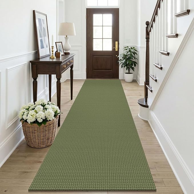 KOZYFLY Cotton Runners Rugs for Hallway 3x10, Wide Washable Runner Rug by KOZYFLY