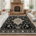 RELEANY Area Rugs Square 8ft Washable Non-Slip, Floral Vintage Distress by RELEANY