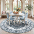 RELEANY Area Rugs Round 7ft Washable Non-Slip, Floral Vintage Distress by RELEANY