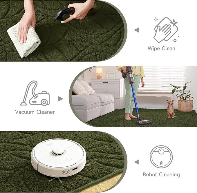 3x5 Olive Green Washable Area Rug - Image 7