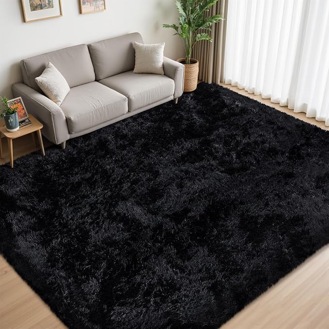 6x9 Area Rug for Living Room:Ultra Soft Fluffy Shag Black Rugs, Large Fuzzy - Image 4