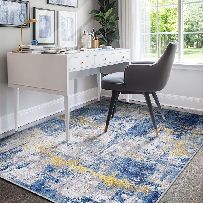 RELEANY Washable Area Rugs 9'x12' Non-Slip Modern Abstract Soft - Image 7