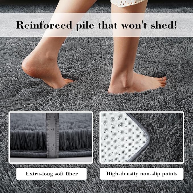 Fluffy Rug Shag Area Rug, Small Bedside Rug, Soft Fluffy Shag Entryway Throw - Image 6