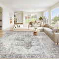 Area Rug 9x12 Washable Rug, Vintage Boho Medallion Rugs Non-Slip Soft Low Pile by VECARF