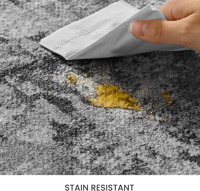 Entrance Rugs Indoor 2x3 Black Entry Rug Washable Abstract Black Small Area Rug - Image 8
