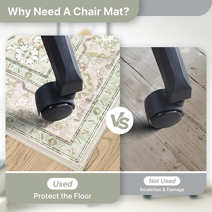 36"x60" Office Chair Mat for Hardwood Tile Floor, Under Desk Carpet Protector - Image 4