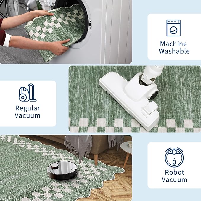 Washable Runner Rug 2x10 Modern Bordered Hallway Runner Rug Non Slip Kitchen - Image 8