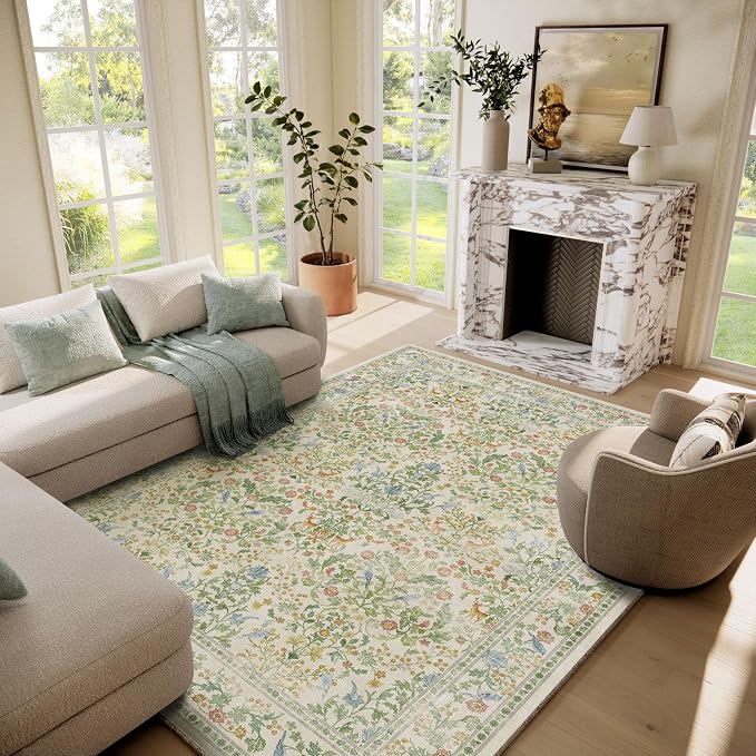 Washable Area Rugs for Living Room: 6x9 Bedroom Rug Stain Resistant Non Slip by palohom