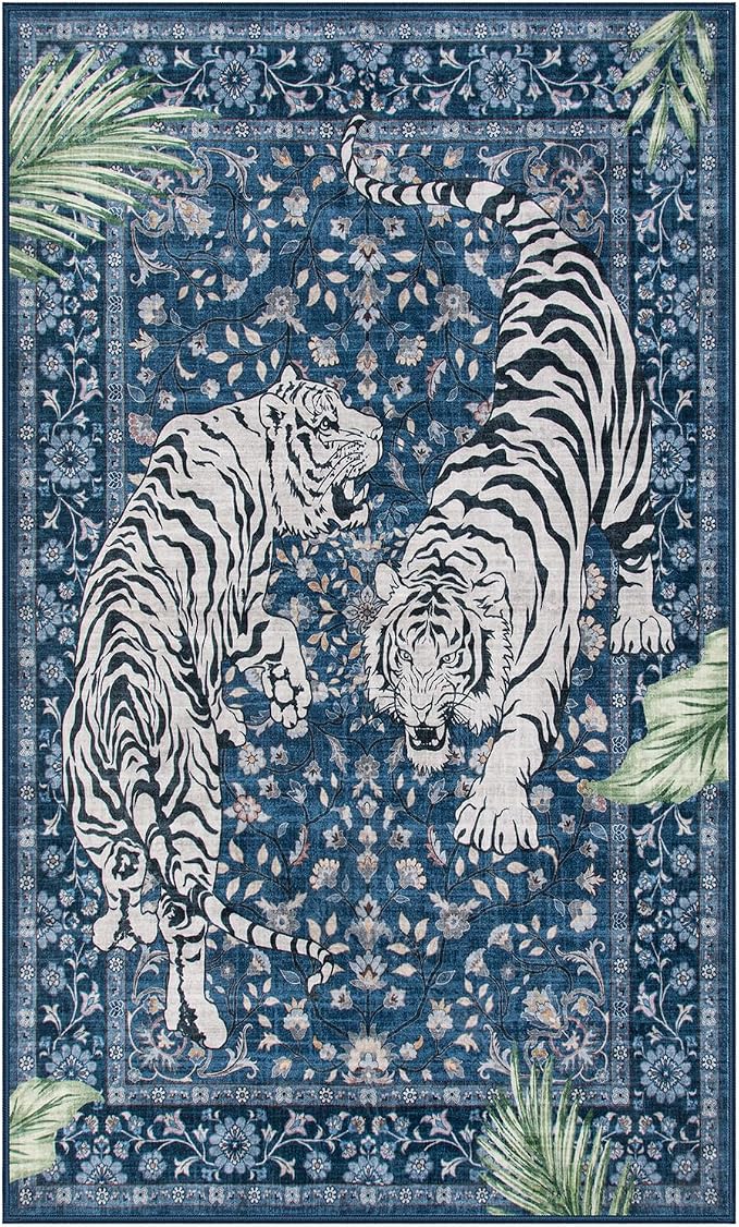 Moynesa Tiger Machine Washable Rug, 3x5 Entry Area Rug Non Slip Vintage Soft Rug - Image 2
