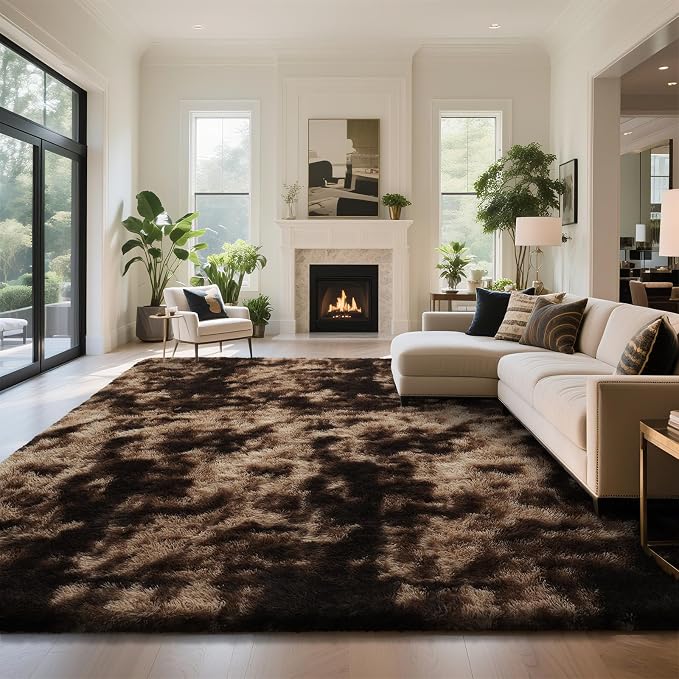 yongyangjuxin Fluffy Rug Shag Area Rug, Mottling Brown 10x14 Area Rugs - Image 2