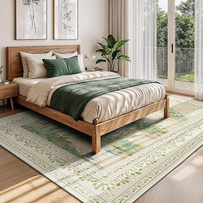 Lessymo Floral Large Area Rug 9x12, Living Room Washable Area Rugs Non Slip - Image 4