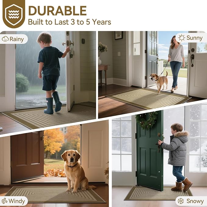 Front Door Mat 31''x47'', Absorbent Dirt Resist Washable Non Slip Low-Profile - Image 9