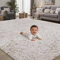Area Rug for Living Room Bedroom: 9x12 White Soft Fluffy Shag Upgrade Non-Slip by PLHXFRSoftAreaRugs