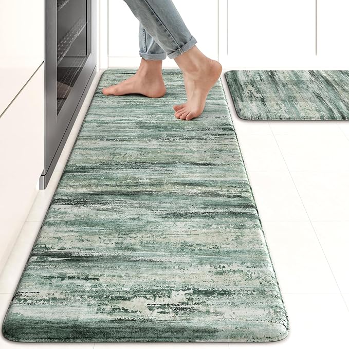 KIMODE Kitchen Mats Cushioned Anti Fatigue, Abstract Kitchen Rugs Sets of 2 by StayinComfortCookwithJoy