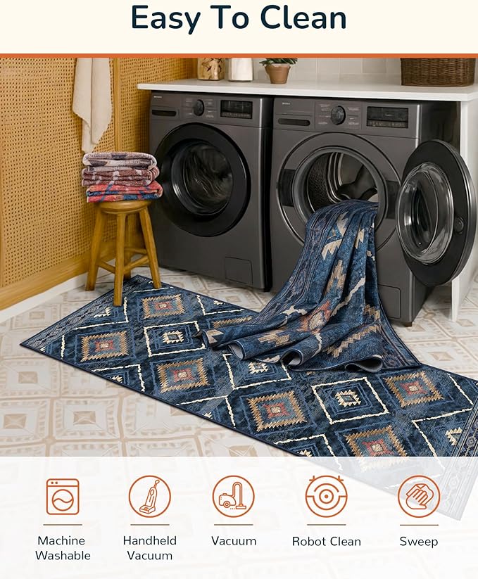 BESTSWEETIE Area Rug 2x6 Rug Machine Washable Non-Slip Low Pile Print Pattern - Image 2