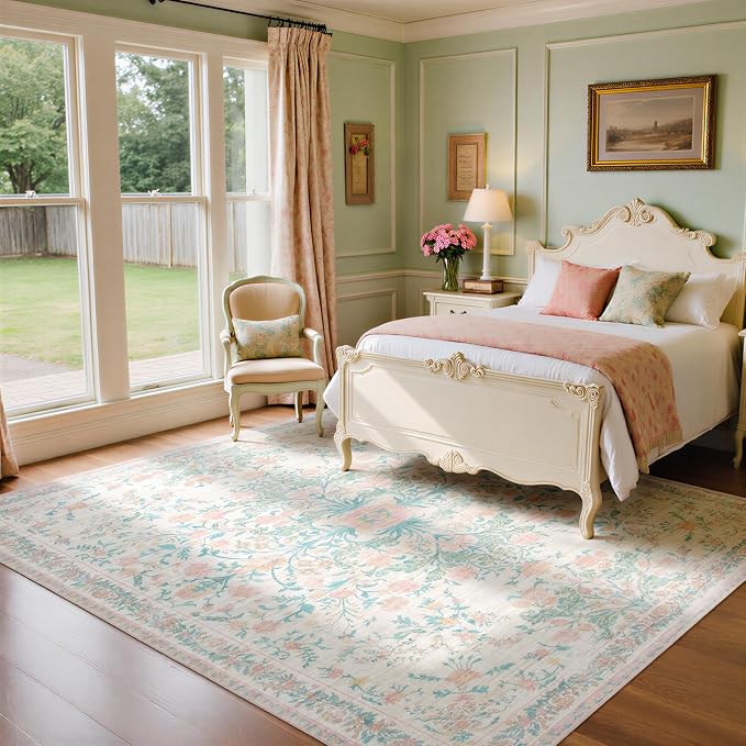 Washable Rugs 8x10 Area Rugs for Living Room, Ultra Soft Faux Wool Retro Carpets - Image 6
