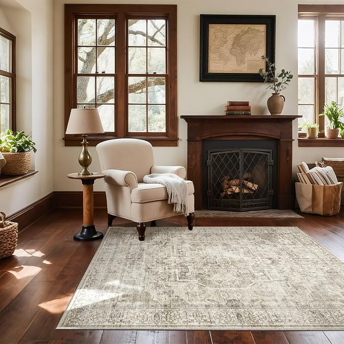 Machine Washable Throw Rugs for Entryway: Door Mat Indoor Entrance 4x6 Small by palohom