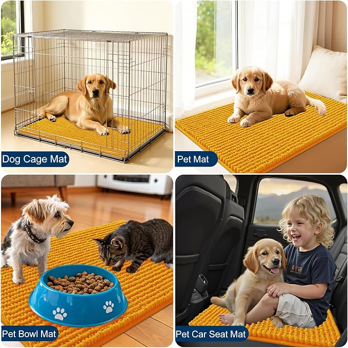 OLANLY Dog Door Mat for Muddy Paws 36x24, Ultra Absorbent Chenille Mud Doormat - Image 7