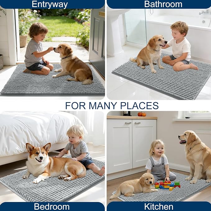OLANLY Dog Door Mat for Muddy Paws 40x32, Ultra Absorbent Chenille Mud Doormat - Image 8