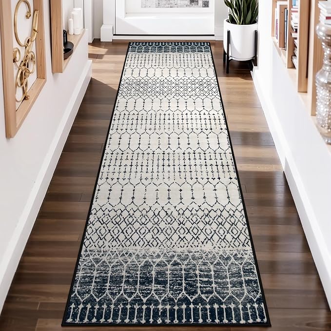 Lahome Moroccan Washable Runner Rug 2x6, Ultra-Thin Geometric Print Distressed - Image 2