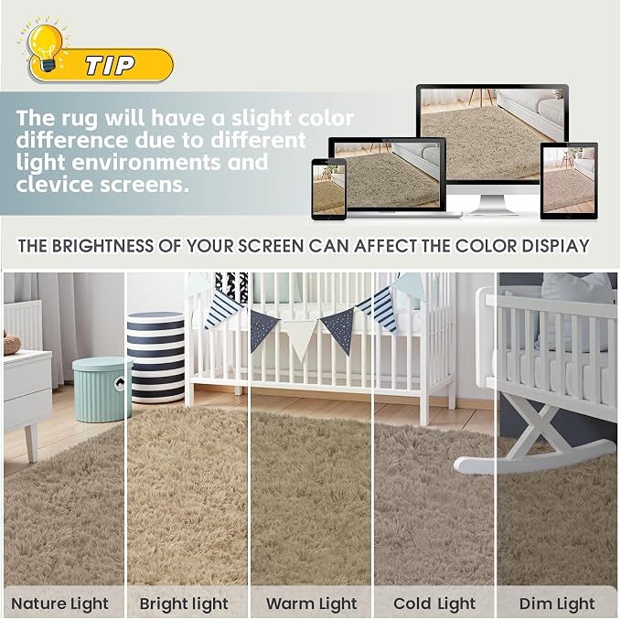 4x6 Area Rug for Living Room, Ultra Soft Fluffy Shag Rugs for Bedroom, Non-Slip - Image 7