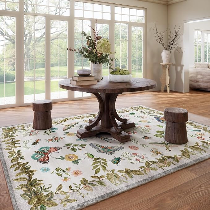 Washable Area Rugs for Living Room: 9x12 Bedroom Rug Vintage Large Rugs Stain - Image 7