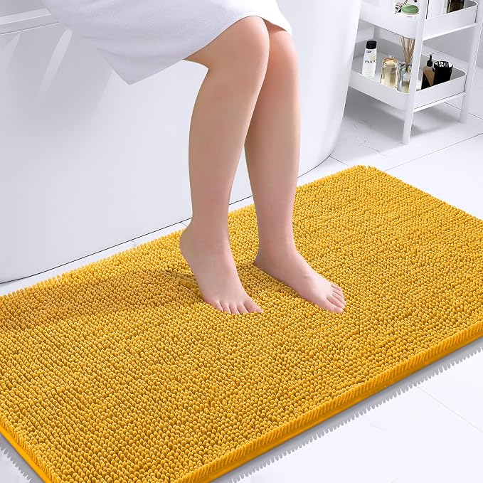 OLANLY Large Bathroom Rugs 40x24, Soft Absorbent Chenille Bath Rugs, Rubber by OLANLY