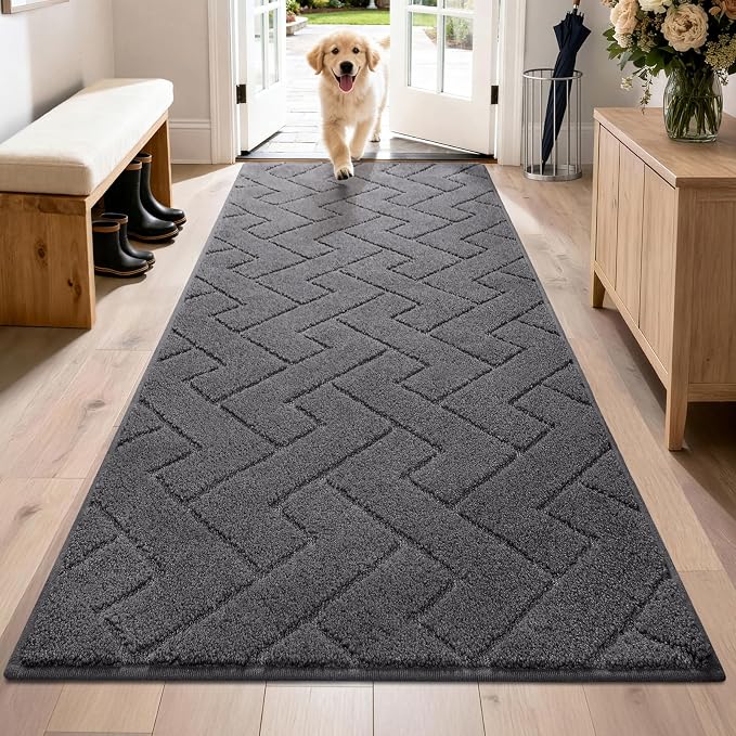 PURRUGS Dirt Trapping Door Mat 32" x 70", Non-Slip Machine Washable Entry Rug by PURRUGS