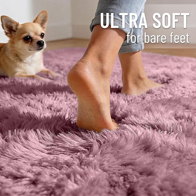 OLANLY Blush Round Rugs for Bedroom - Image 4