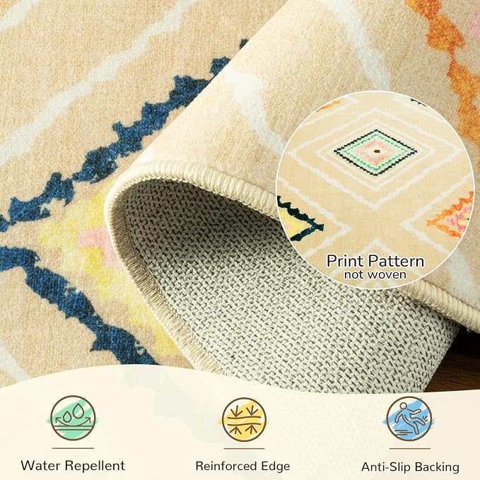 BESTSWEETIE Area Rug 9x12 Rug Machine Washable Non-Slip Low Pile Print Pattern - Image 2