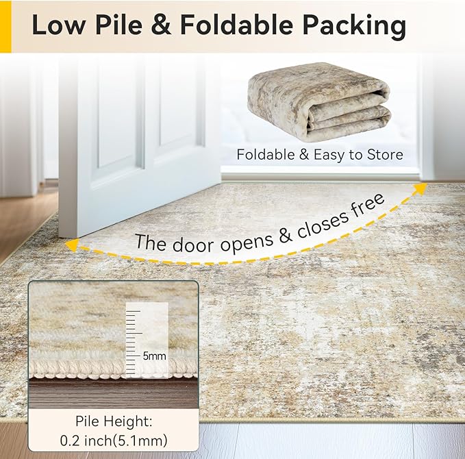 RELEANY Washable Area Rugs 3'x5' Non-Slip Modern Abstract Soft - Image 6