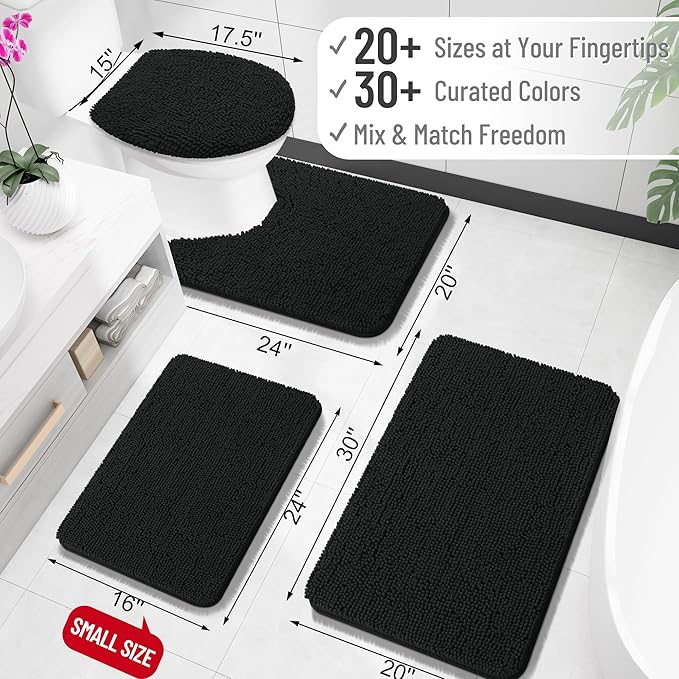 OLANLY Toilet Rugs U-Shaped 20x20, Extra Soft Absorbent Chenille Contour - Image 2