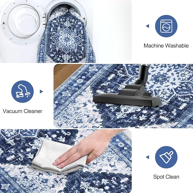Yamaziot Washable Runner Rug, 2x10 Non-Slip Boho Vintage Hallway Rug Runner - Image 6