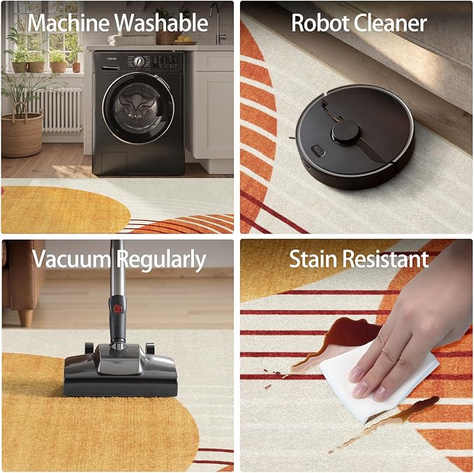 DCX Abstract Machine Washable 10x13 Rug, Mid Century Modern Rug - Image 7
