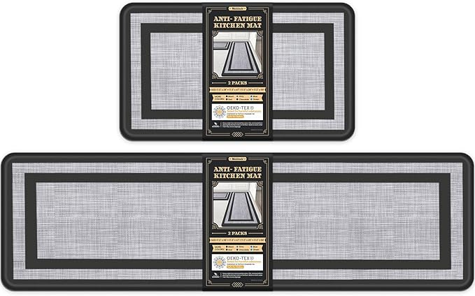 Mattitude Kitchen Mats Set of 2 Cushioned Rugs 0.47 inch Thick Anti-Fatigue Mats by Mattitude
