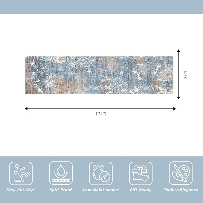 3x12 ft Long Hallway Runner Rug Non-Slip Washable Carpet Runner - Image 2