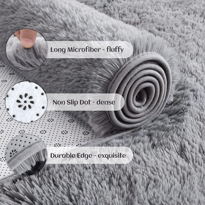 YJ.GWL Area Rugs for Bedroom, 2x3 Door Mat Washable Small Grey Bedside Rug - Image 3