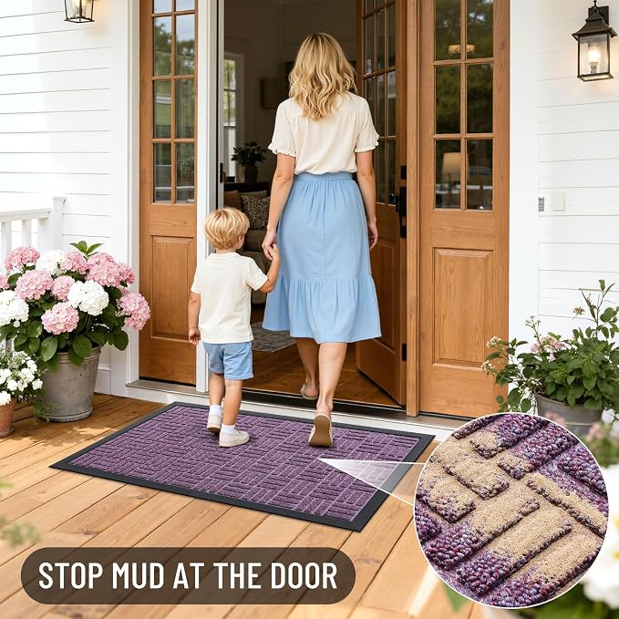 OLANLY Front Door Mat Outside Entrance 47x32, Heavy Duty Sturdy Natural Rubber - Image 6