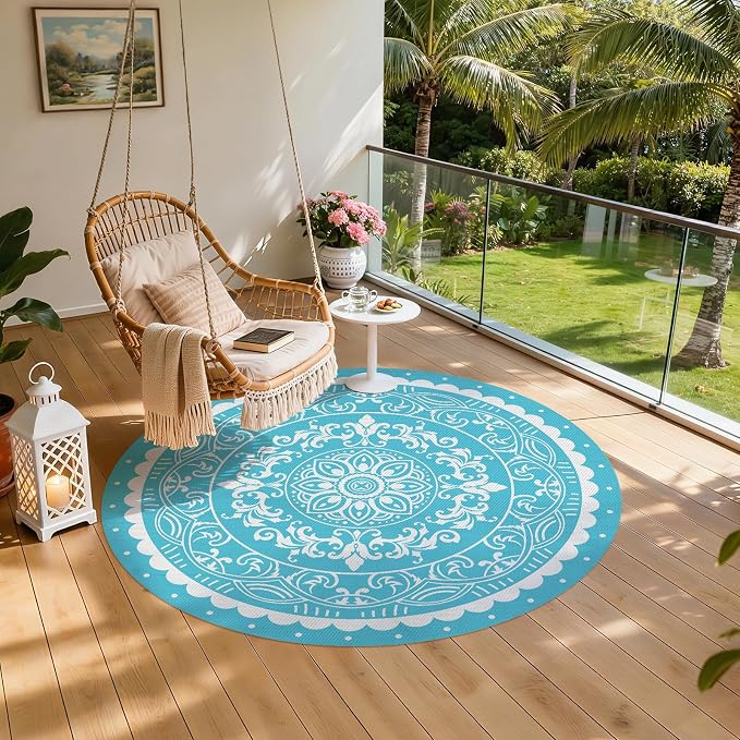Pauwer Waterproof Outdoor Rug 8ft, Reversible Plastic Straw Patio Camping Rug - Image 6