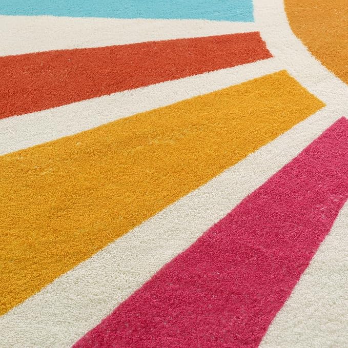 STARUIA Kids Rug 5'x7', Boho Washable Rainbow Nursery Rug, Non-Slip Soft Carpet - Image 6