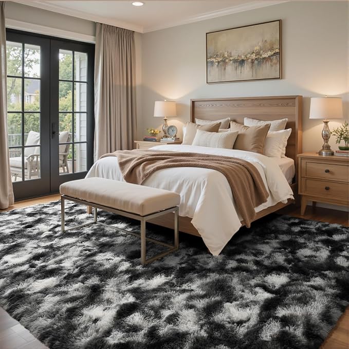 5x7 Ft Large Shag Rugs for Bedroom Living Room Decor for Men Boys, Tie Dyed - Image 3
