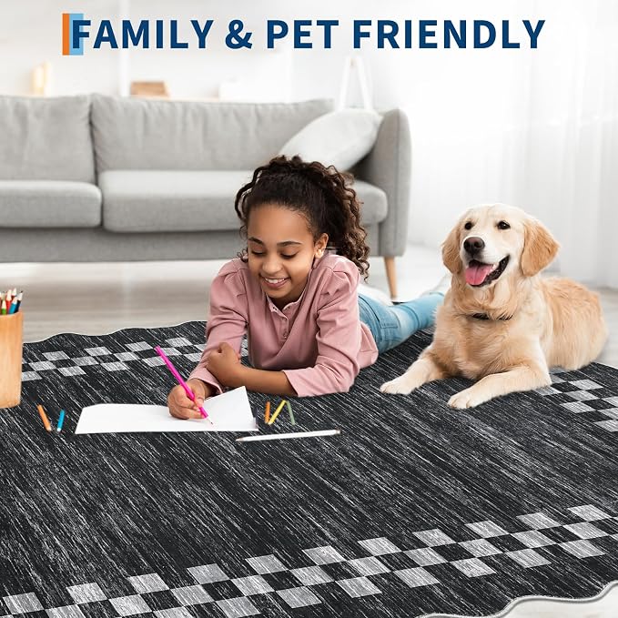 Washable Runner Rug 2x10 Modern Bordered Hallway Runner Rug Non Slip Kitchen - Image 5