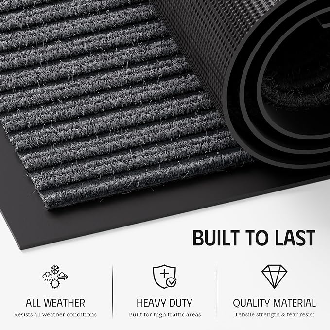 Front Door Mat, Non-Slip Welcome Mat, Absorbent & Dirt Resistant, Low Profile - Image 3