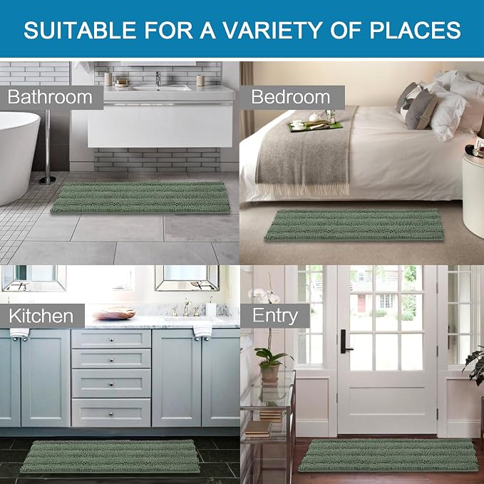 H.VERSAILTEX Bath Rugs for Bathroom Non Slip Bath Mats Extra Thick Chenille - Image 6