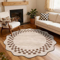 GarveeHome Scalloped Round Rug 4ft Modern Solid Color Circle Rugs Non Slip Low by GarveeHome