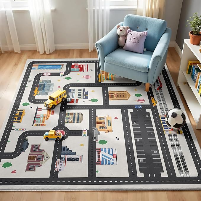 3x5ft Kids City Road Car Play Rug by Nayoroom