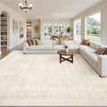 10x14 Area Rugs for Living Room: Vintage Boho Neutral Washable Rug Indoor Soft by Luxturiy