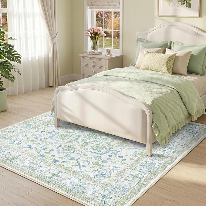 CAPALOCA Machine Washable Rugs Nursery Rug Sq5ft Cute Girl Non Slip Low Pile - Image 3