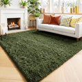 Amdrebio Olive Green Fluffy Area Rugs by Amdrebio